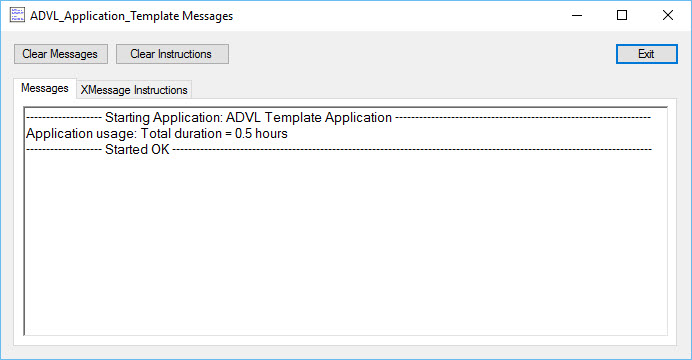 Application Template messages form